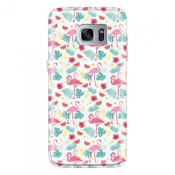 SAMSUNG - Galaxy S7 Edge - Soft Clear Case - Tropical Flamingo II