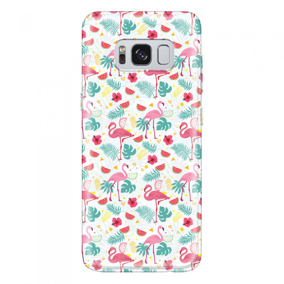 SAMSUNG - Galaxy S8 Plus - Soft Clear Case - Tropical Flamingo II