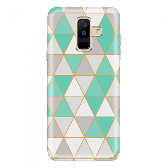 SAMSUNG - Galaxy A6 Plus - Soft Clear Case - Green Triangle Pattern