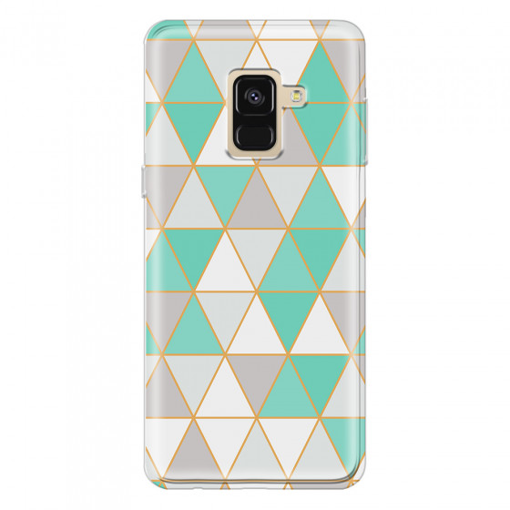 SAMSUNG - Galaxy A8 - Soft Clear Case - Green Triangle Pattern
