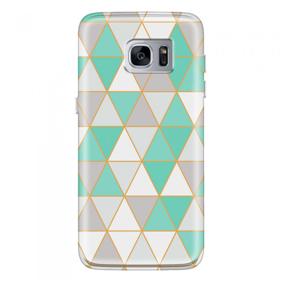 SAMSUNG - Galaxy S7 Edge - Soft Clear Case - Green Triangle Pattern