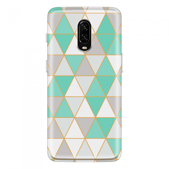 ONEPLUS - OnePlus 6T - Soft Clear Case - Green Triangle Pattern