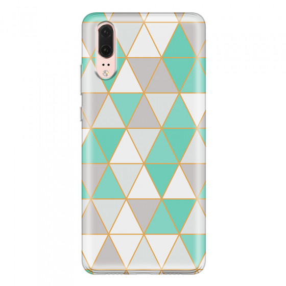 HUAWEI - P20 - Soft Clear Case - Green Triangle Pattern