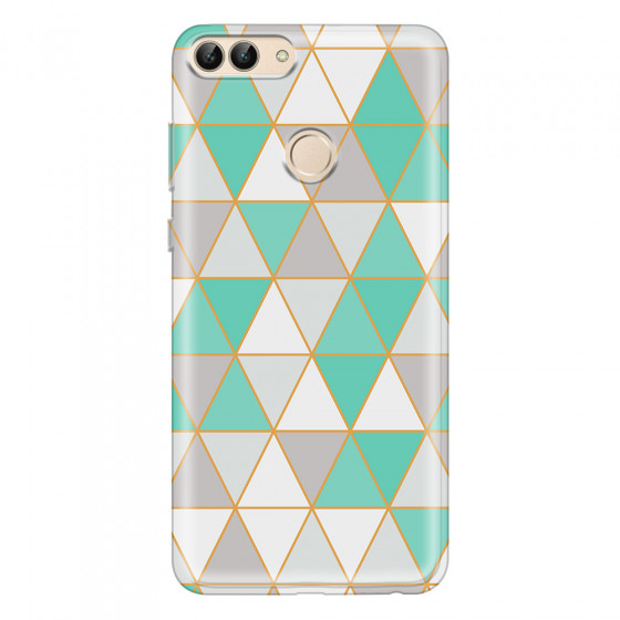 HUAWEI - P Smart 2018 - Soft Clear Case - Green Triangle Pattern