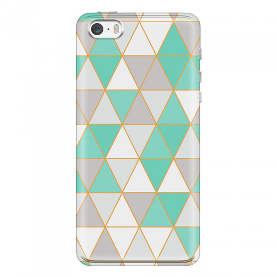 APPLE - iPhone 5S - Soft Clear Case - Green Triangle Pattern