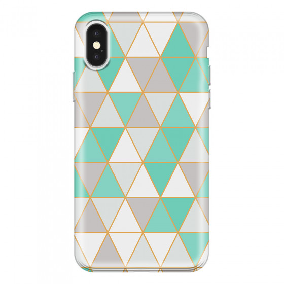 APPLE - iPhone X - Soft Clear Case - Green Triangle Pattern
