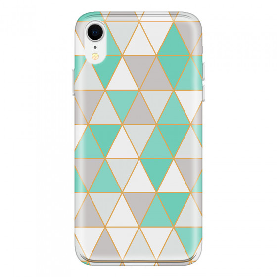 APPLE - iPhone XR - Soft Clear Case - Green Triangle Pattern