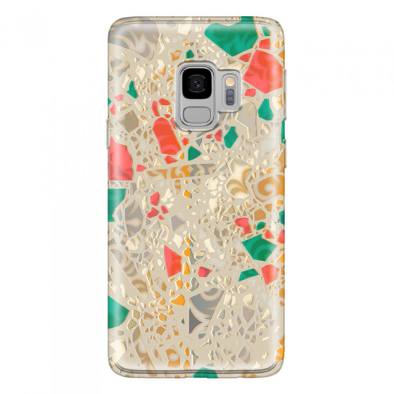 SAMSUNG - Galaxy S9 - Soft Clear Case - Terrazzo Design Gold