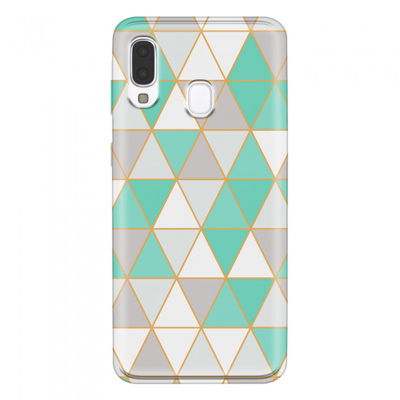 SAMSUNG - Galaxy A40 - Soft Clear Case - Green Triangle Pattern