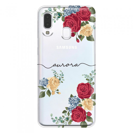 SAMSUNG - Galaxy A40 - Soft Clear Case - Red Floral Handwritten