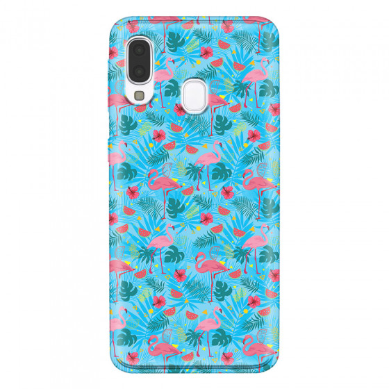 SAMSUNG - Galaxy A40 - Soft Clear Case - Tropical Flamingo IV