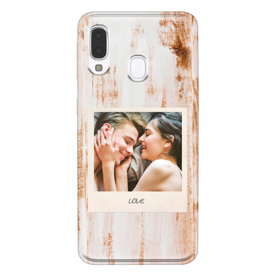SAMSUNG - Galaxy A40 - Soft Clear Case - Wooden Polaroid