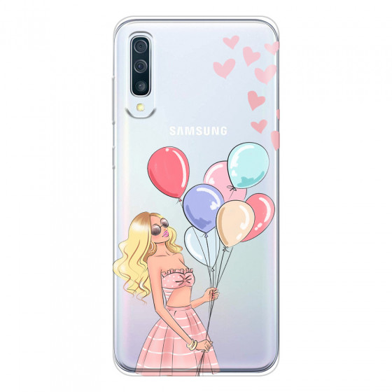 SAMSUNG - Galaxy A70 - Soft Clear Case - Balloon Party