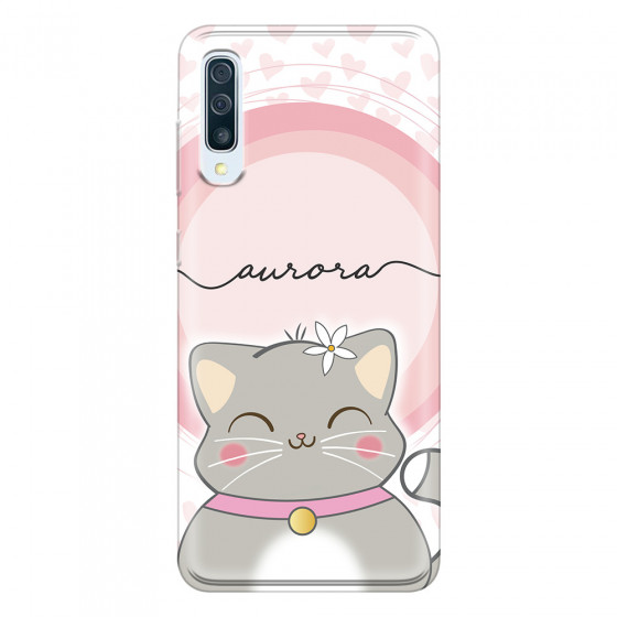 SAMSUNG - Galaxy A70 - Soft Clear Case - Kitten Handwritten