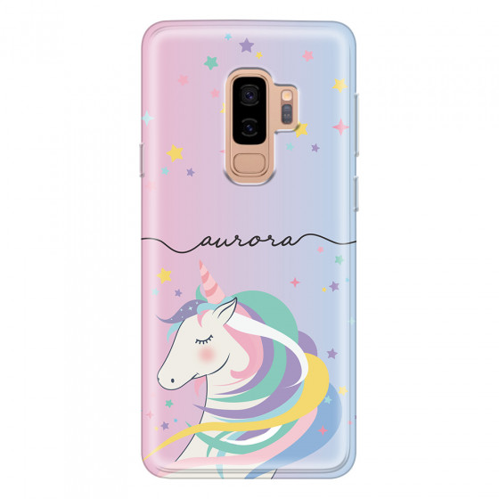 SAMSUNG - Galaxy S9 Plus - Soft Clear Case - Pink Unicorn Handwritten