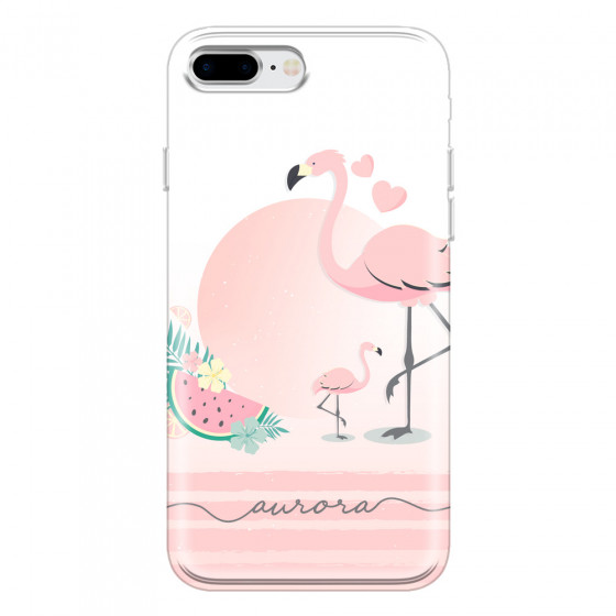 APPLE - iPhone 8 Plus - Soft Clear Case - Flamingo Vibes Handwritten