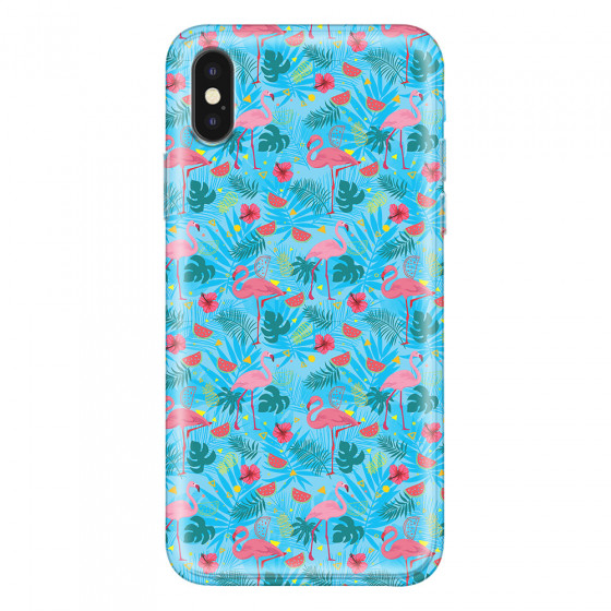APPLE - iPhone XS - Soft Clear Case - Tropical Flamingo IV