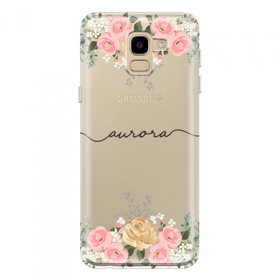 SAMSUNG - Galaxy J6 - Soft Clear Case - Dark Gold Floral Handwritten