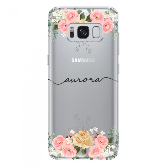 SAMSUNG - Galaxy S8 Plus - Soft Clear Case - Dark Gold Floral Handwritten