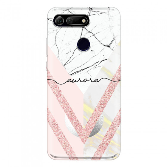 HONOR - Honor View 20 - Soft Clear Case - Glitter Marble Handwritten