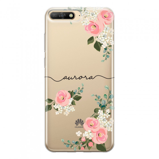 HUAWEI - Y6 2018 - Soft Clear Case - Pink Floral Handwritten