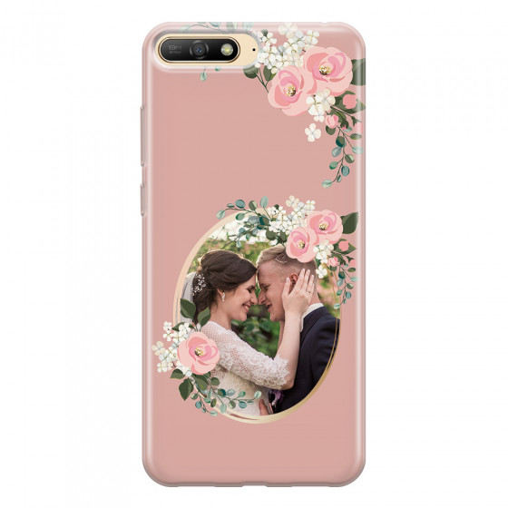 HUAWEI - Y6 2018 - Soft Clear Case - Pink Floral Mirror Photo