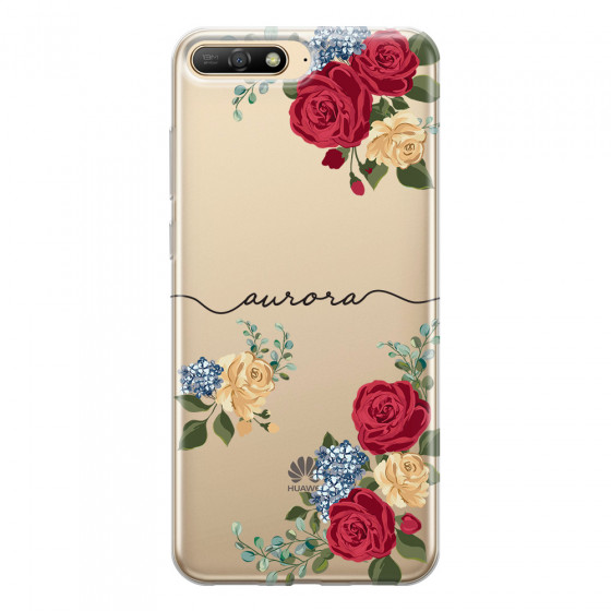 HUAWEI - Y6 2018 - Soft Clear Case - Red Floral Handwritten