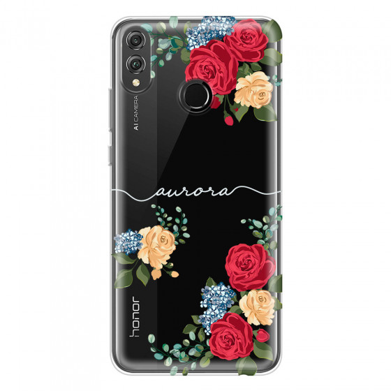 HONOR - Honor 8X - Soft Clear Case - Light Red Floral Handwritten