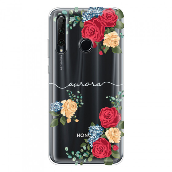 HONOR - Honor 20 lite - Soft Clear Case - Light Red Floral Handwritten