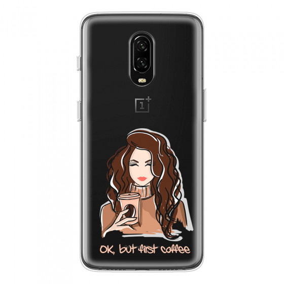 ONEPLUS - OnePlus 6T - Soft Clear Case - But First Coffee Light
