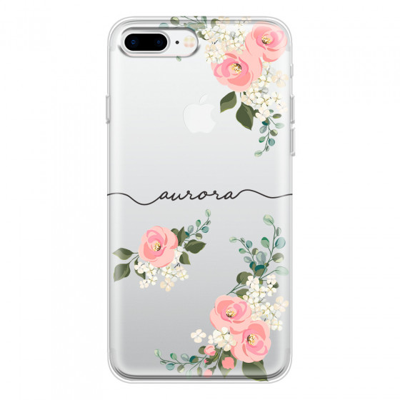 APPLE - iPhone 7 Plus - Soft Clear Case - Pink Floral Handwritten