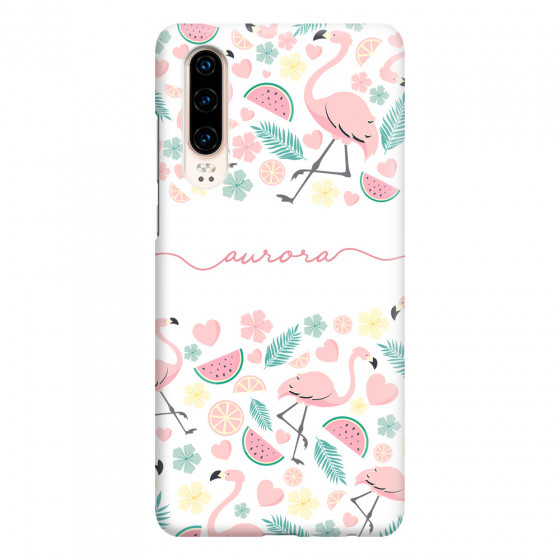 HUAWEI - P30 - 3D Snap Case - Clear Flamingo Handwritten
