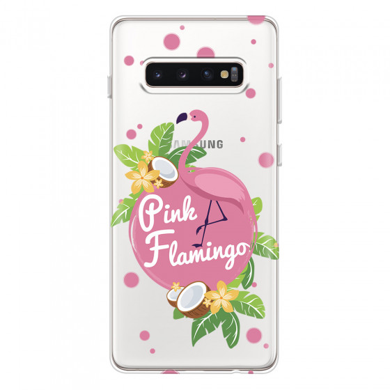 SAMSUNG - Galaxy S10 Plus - Soft Clear Case - Pink Flamingo