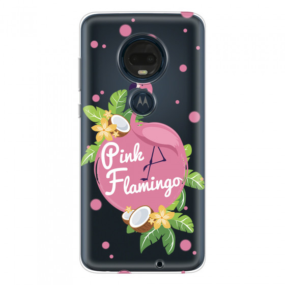 MOTOROLA by LENOVO - Moto G7 Plus - Soft Clear Case - Pink Flamingo