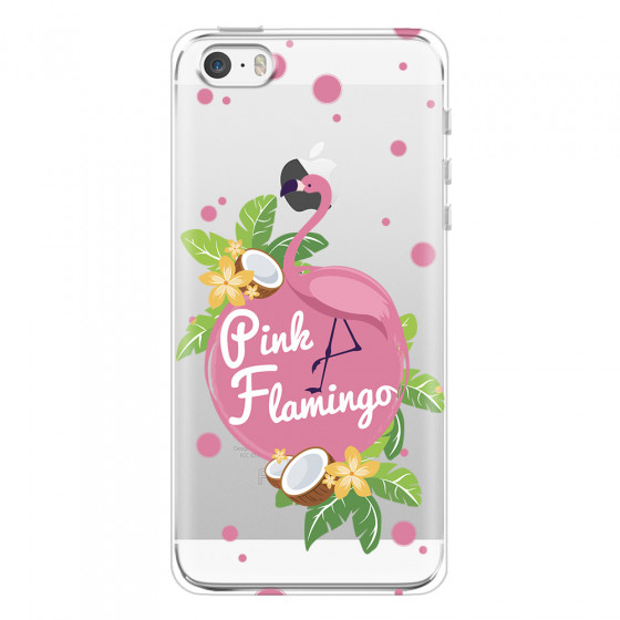 APPLE - iPhone 5S - Soft Clear Case - Pink Flamingo