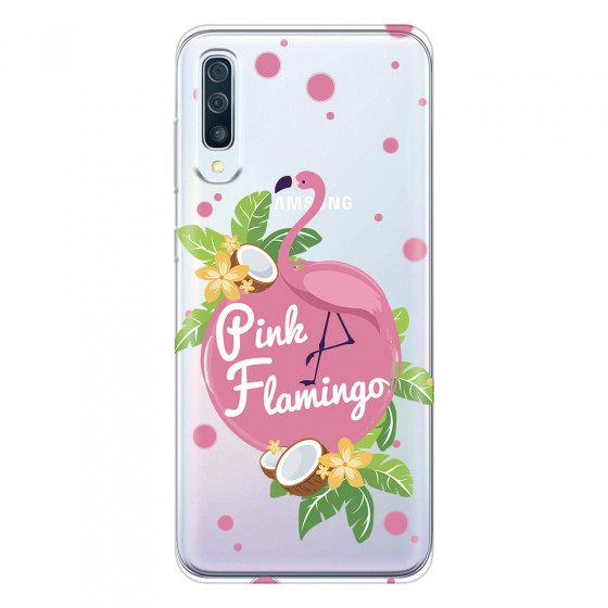 SAMSUNG - Galaxy A50 - Soft Clear Case - Pink Flamingo