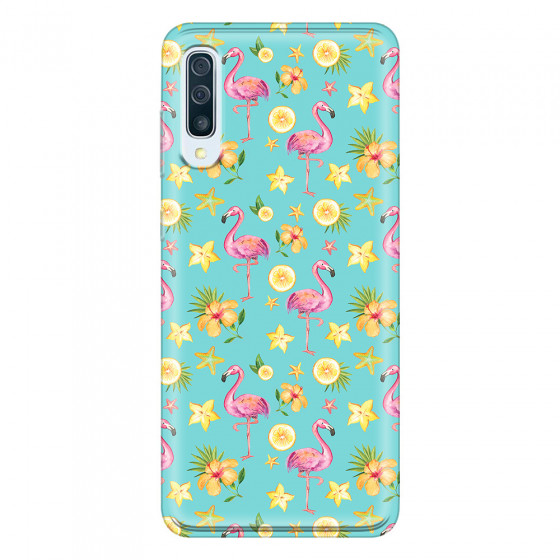 SAMSUNG - Galaxy A50 - Soft Clear Case - Tropical Flamingo I