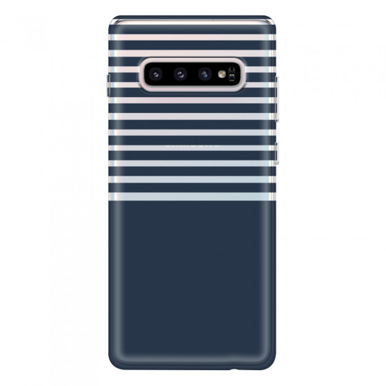 SAMSUNG - Galaxy S10 - Soft Clear Case - Life in Blue Stripes