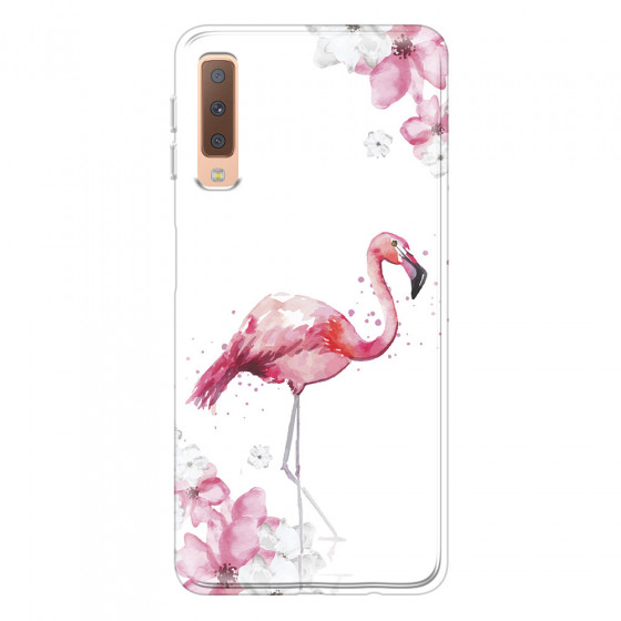SAMSUNG - Galaxy A7 2018 - Soft Clear Case - Pink Tropes