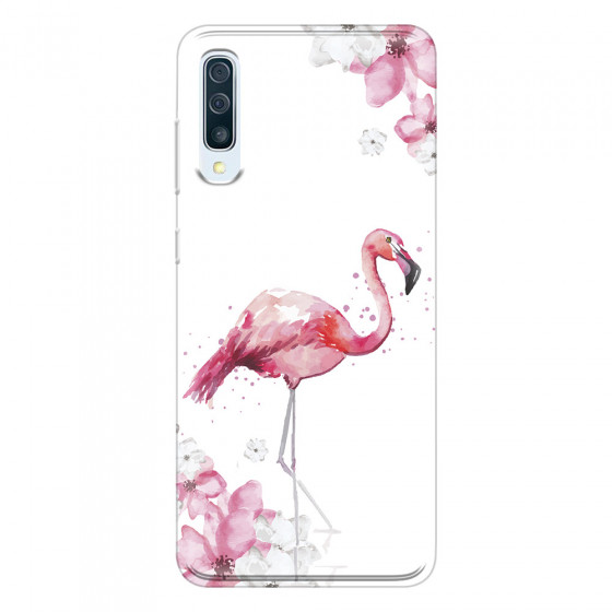SAMSUNG - Galaxy A70 - Soft Clear Case - Pink Tropes