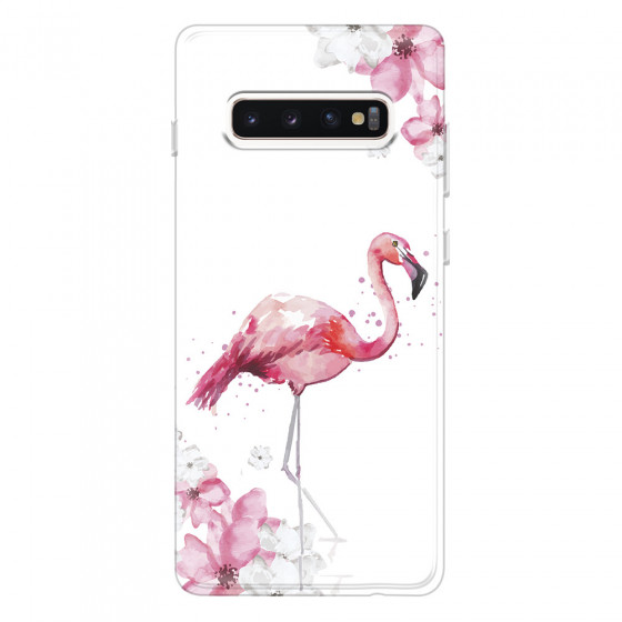 SAMSUNG - Galaxy S10 Plus - Soft Clear Case - Pink Tropes