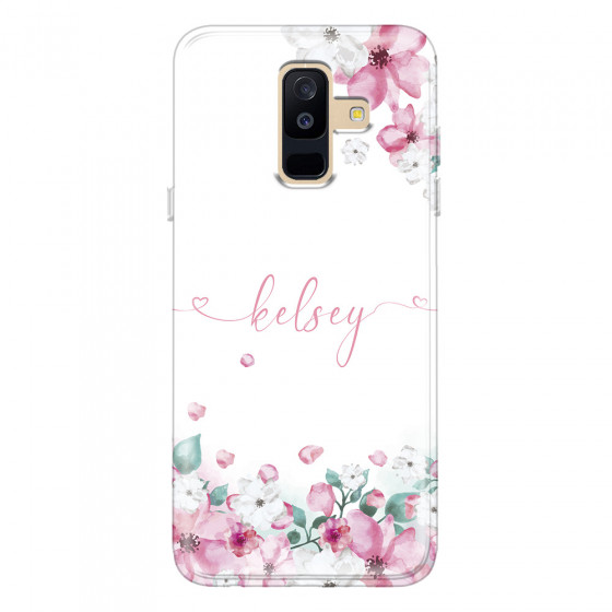 SAMSUNG - Galaxy A6 Plus - Soft Clear Case - Watercolor Flowers Handwritten