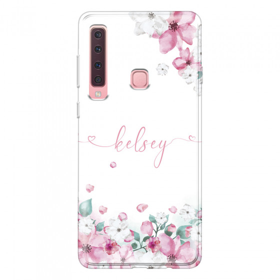 SAMSUNG - Galaxy A9 2018 - Soft Clear Case - Watercolor Flowers Handwritten