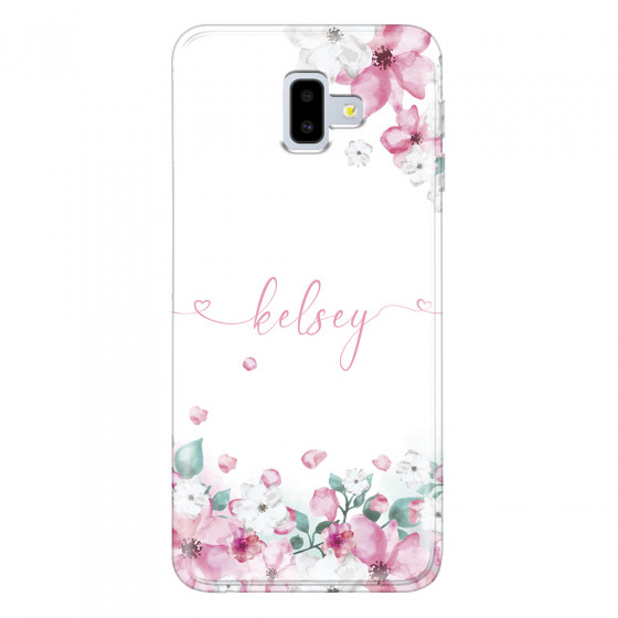 SAMSUNG - Galaxy J6 Plus - Soft Clear Case - Watercolor Flowers Handwritten