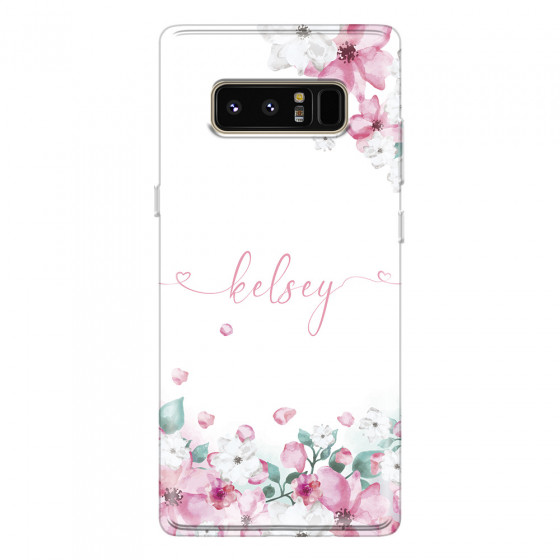 SAMSUNG - Galaxy Note 8 - Soft Clear Case - Watercolor Flowers Handwritten
