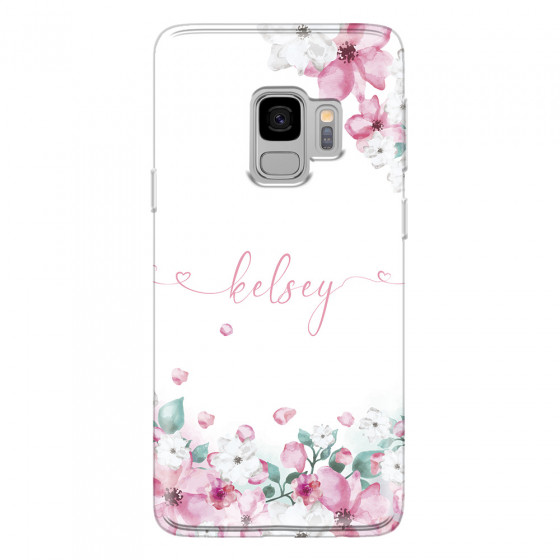 SAMSUNG - Galaxy S9 - Soft Clear Case - Watercolor Flowers Handwritten