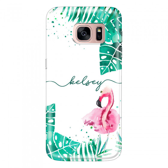 SAMSUNG - Galaxy S7 - Soft Clear Case - Flamingo Watercolor