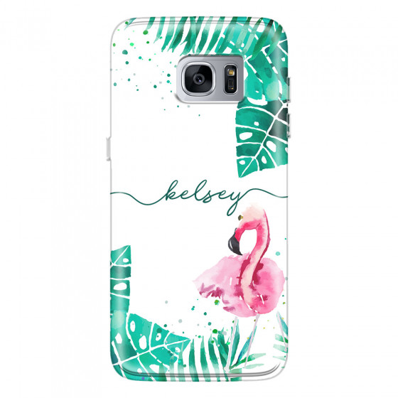 SAMSUNG - Galaxy S7 Edge - Soft Clear Case - Flamingo Watercolor