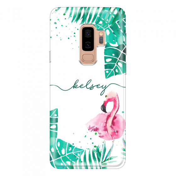 SAMSUNG - Galaxy S9 Plus - Soft Clear Case - Flamingo Watercolor