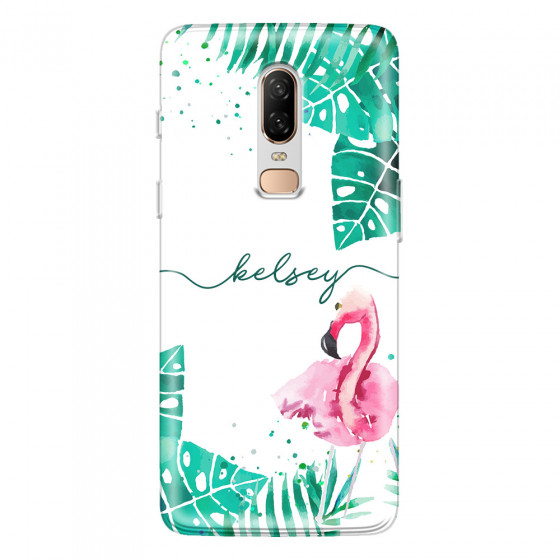 ONEPLUS - OnePlus 6 - Soft Clear Case - Flamingo Watercolor